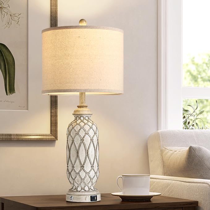 SRJJRS Farmhouse Table Lamps for Bedroom