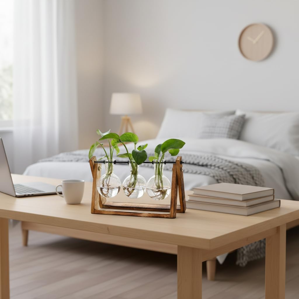 XXXFLOWER Plant Terrarium with Wooden Stand,