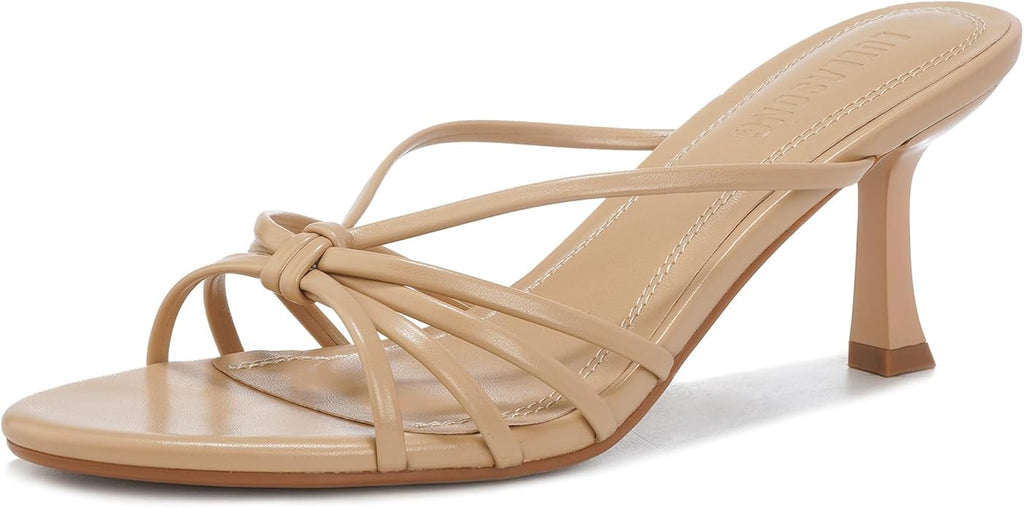 Kitten Heels Open Pointed Toe Slip On Heels Mid Heeled Sandals for Wome
