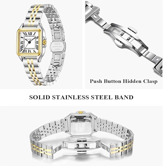 Classic Square Watches for Women with Roman Numerals