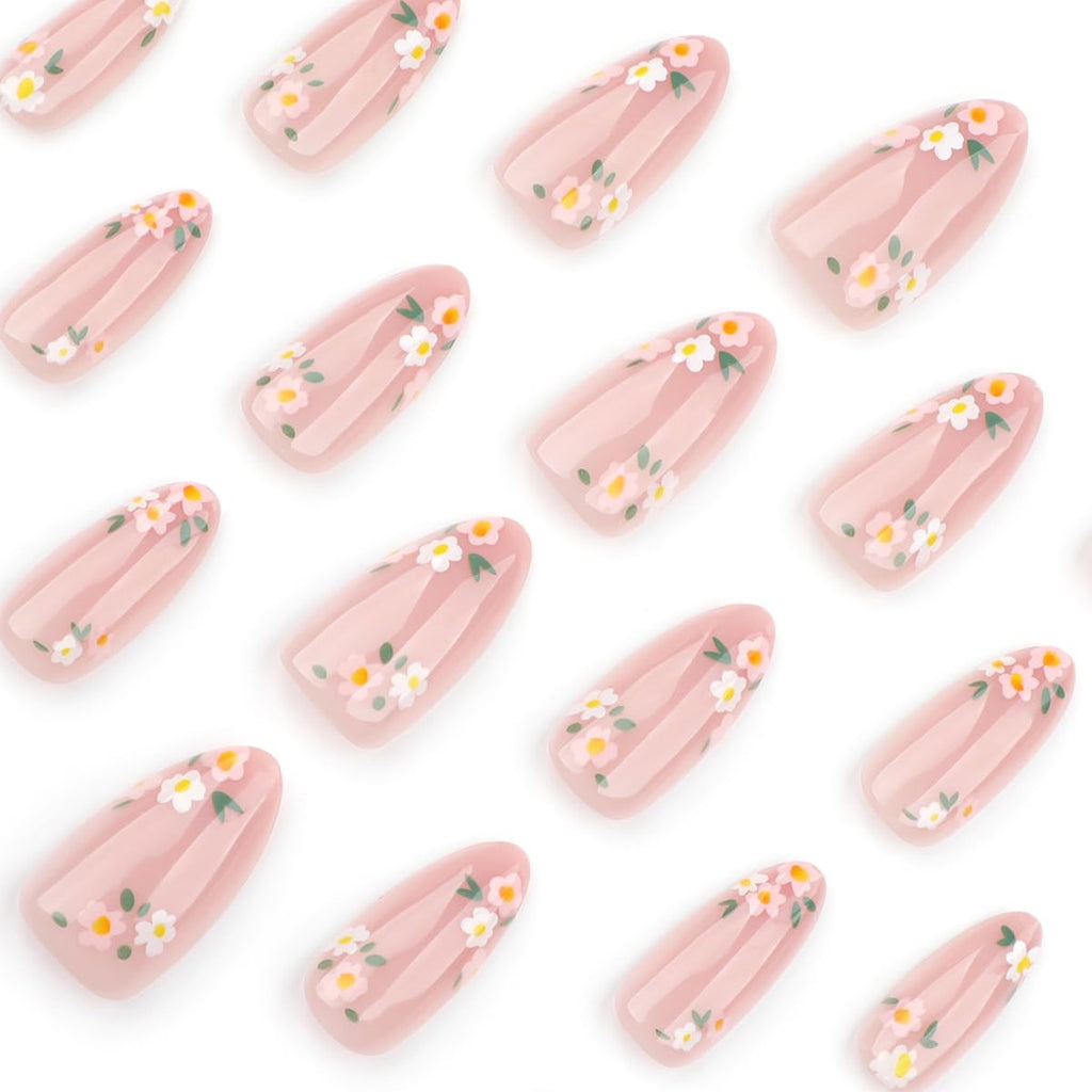 Pink Spring Press on Nails Almond Shape
