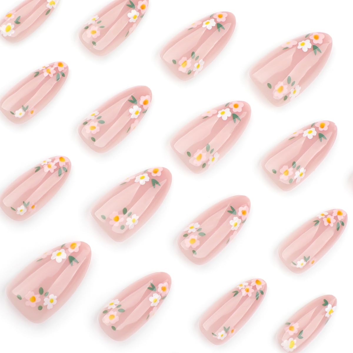 Pink Spring Press on Nails Almond Shape