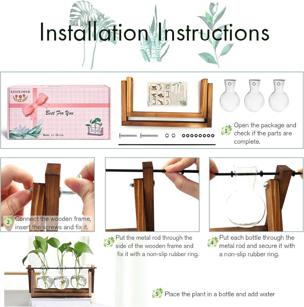 XXXFLOWER Plant Terrarium with Wooden Stand,