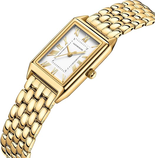 Gold Watches for Women with Vintage Rectangular Case