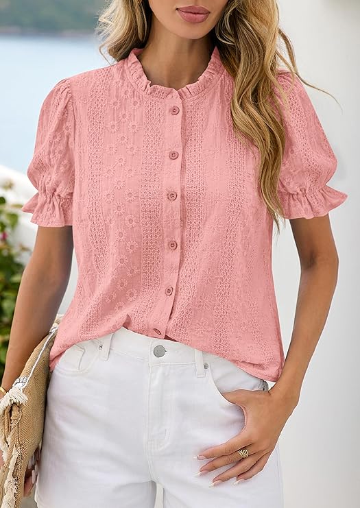 PRETTYGARDEN spring Women Puff Short Sleeve