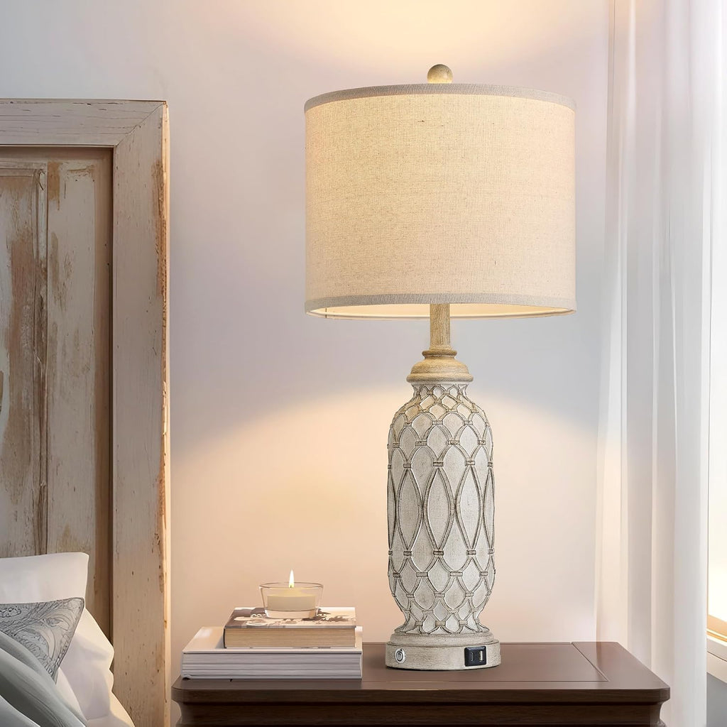 SRJJRS Farmhouse Table Lamps for Bedroom